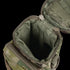 The Condor H2O Pouch - Scorpion OCP is shown open, revealing its empty green interior, visible stitching, and secure zipper closure in a military-style camouflage design.